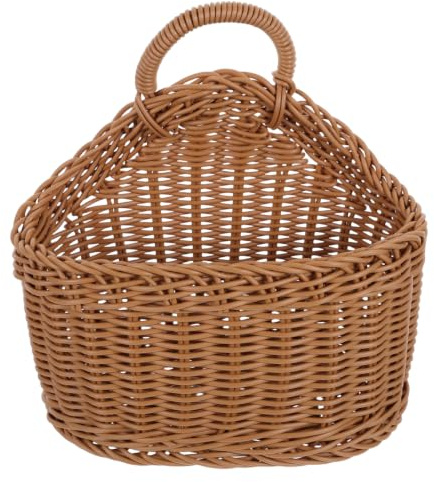 MAGICLULU Woven Storage Basket Hanging Wall Basket for Kitchen Ginger Garlic Storage Bin Wicker Hanging for Home Decor Rustic Container 9.65 X 7.48 X 3.94 in