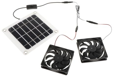 Baoblaze Solar-Abluftventilator, Solar Panel Ventilator Kit, 10W Solar Panel Powered Fan, Solarbetriebener Ventilator Wasserdicht für Gewächshäuser, Schuppen, Haustierhäuser, Fensterauspuff