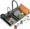 Fregadero De Cocina Multifuncional Fregadero De Acero Inoxidable 304 Negro Fregadero De Un Seno Grifo De Cascada Accesorios Completos (85x45x22cm)