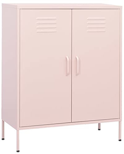 ZEYUAN Armario de Almacenamiento, Aparador Cocina, Mueble Comedor, Aparador Comedor, Vitrinas Y Aparadores, Acero Rosa 80x35x101,5 cm