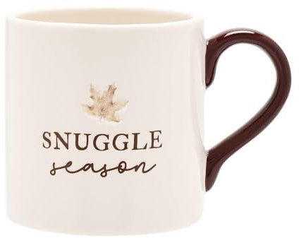 Widdop and Co. - Country Living - White/Red Glazed Ceramic Mug Cup 300ml - Snuggle Season. Home Decor Gifting for Tea, Coffee, Kitchen & Dining Room + Fall & Nature Lovers - 10.5oz.