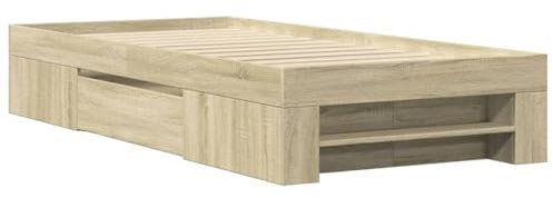 vidaXL Bettgestell, Bettrahmen mit Lattenrost, Schlafzimmerbett Bett mit Stauraum, Einzelbett für Schlafzimmer, Sonoma-Eiche 90x190cm Holzwerkstoff