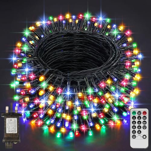 Fairy Lights Plug in, 41.2M/135.2FT 320 LED Waterproof Outdoor String Lights Mains Powered with 8 Modes/Remote Control, Christmas Lights for Outside Indoor Garden Bedroom Decorations(Multi-Coloured)