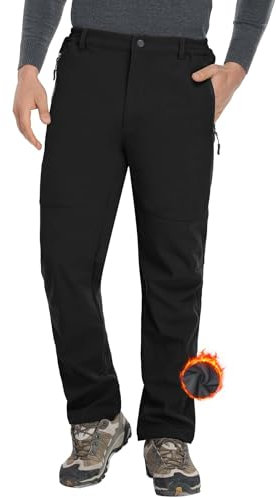 Zoofly Pantalon Montaña Hombre Impermeables Invierno Calentar Pantalón Trekking Hombre Escalada Senderismo Esquiar Softshell Pantalones Caza Hombre Negro