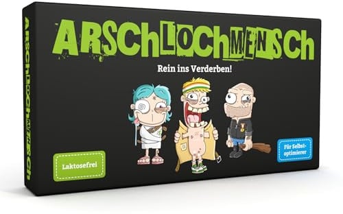 KAMPFHUMMEL Arschlochmensch - Rein ins Verderben! Spiel für Erwachsene | Schwarzhumoriges Kartenspiel für 3-6 Spieler:innen I Nachfolger von «Arschlochkind» I Lustiges und originelles Geschenk