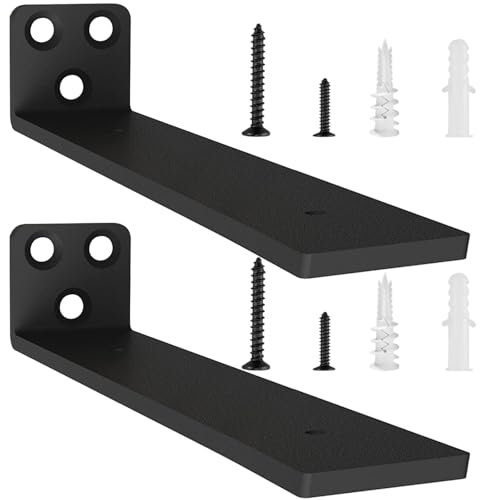 2 Pezzi Supporti per Scaffali, Staffe per Mensole Pesanti, Supporti Mensola Reggi Mensola Porta Mensole da Muroper la Casa, la Cucina e l'ufficio | 30cm, Portata 70 Kg (Nero) 12in