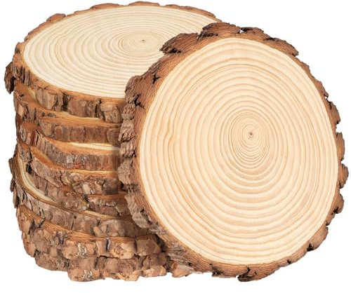 Truevaste Holzscheiben 20er Set 14-15 cm Runde Baumscheiben ohne Loch für DIY Basteln, Hochzeit und Weihnachtsdeko – Natur Holzscheiben, 10mm Dicke