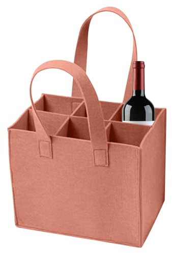 YWKJDDM Filztasche Weinflasche, Flaschentasche 6 Flaschen Wiederverwendbare Flaschenträger für Party, Reise und Picknick (Khaki)