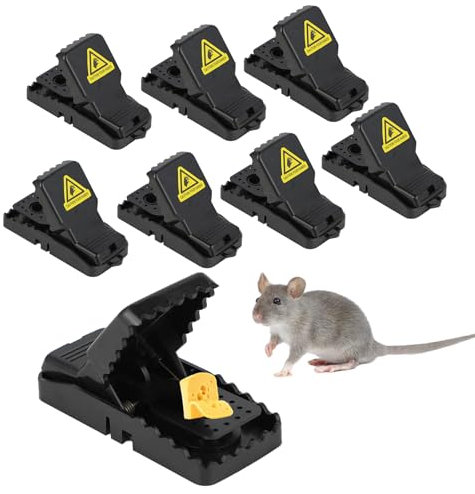 8er Set Mausefalle – Mäusegift – Mausefalle Schlagfalle, aus PC und ABS-Kunststofflegierung und wiederverwendbar, geeignet für Küche, Lager, Garten und andere Innen- & Außenbereiche (11×5×6,5 cm)
