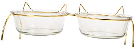 Yardwe Katzennapf-Set katzenfutter schüssel Katzenfutterschüssel Katzenfutterautomat Slow Feeder Hundenäpfe Wasserzufuhr Stand katzennäpfe Haustiernapf Fressnapf für Haustiere Glas Golden