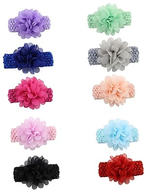 Yardwe 10 Stück Stirnband Für Chiffon -requisiten Bögen Babyhaarbänder Blumen- -fotoshooting -requisiten Mädchen Stirnband Kind Lila Elastisch -haarschleifen Spitze