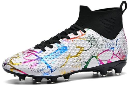Fussballschuhe Graffiti Fußballschuhe AG Nocken Hohe Knöchelschuhe Jugendliche Kunstrasen fußball Schuhe Herren/Frauen - Einzigartiges Art Design, Hohe Traktion & Komfort für Wettkampf