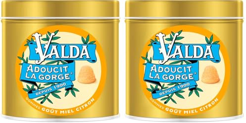 Valda Gommes Avec Sucres - Goût Miel Citron - Adoucit la gorge* - 140 g (Lot de 2)