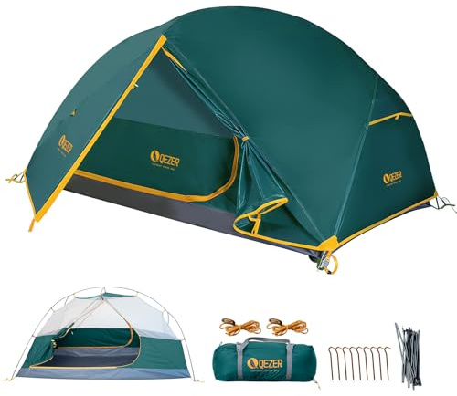 QEZER Ultraleichtes Rucksackzelt, Campingzelt, wasserdichtes,1-2 Personen | zelt leicht kleines packmaß,PU 5000mm Bodenzelt,geeignet zum Wandern, Campen und für Outdoor-Aktivitäten.