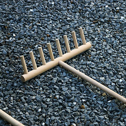 Zen-Gartenrechen für den Außenbereich – Großer japanischer Gartenrechen (122 cm lang) mit 8 Zinken aus massivem Buchenholz. Ideal für die Gartenarbeit mit Steinen, Sand und anderen Materialien. Geei