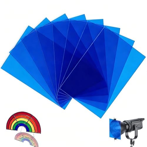 mawmuaw 8 Stück Lampenfolie Blau Hitzebeständige Farbfolie für LED Lampen | A4 Farbfilter Farbkorrektur, Folie Blau Transparente, Farbfolien Gel für Studioblitz, Foto, Video & DIY, 29,7x21cm