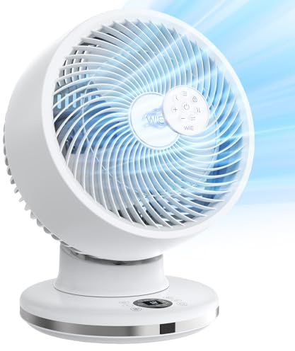 WIE Air Circulator Fan Quiet Oscillating Desk Fan - 3D Full Room Air Circulation, 6.6m/s Powerful Cooling with 20m (65ft) Long Reach, 28dB Silent Fan for Bedroom Home Office with Remote Timer