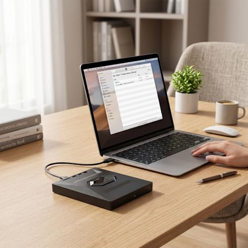 Sharainn Externes Blu-ray-Laufwerk für Laptop, Externes Blueray-/DVD-Laufwerk für PC, USB 3.0 und Typ-C-Bluray-Brenner, Tragbarer Blu-ray-DVD-Player für Geschäftsreisen und Urlaub