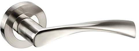 Golden Grace Astrid Design Door Handles on Round Rose in Dual Chrome Finish, Classic, 1 Pair