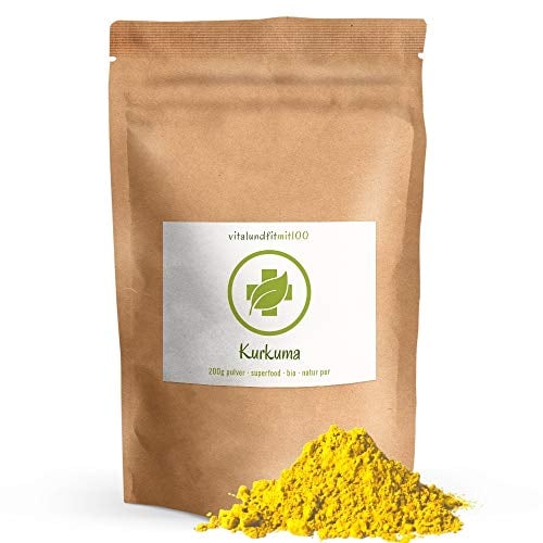 Bio Kurkuma Pulver - 200 g - Superfood - in bewährter Rohkostqualität - ideal zum Würzen von Gerichten - 100% vegan und rein - glutenfrei, laktosefrei - OHNE Hilfs- u. Zusatzstoffe