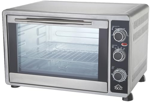 Forno Elettrico Ventilato 36 Litri con Illuminazione Interna e Vetro Doppio Isolamento, con Griglia Interna e Vassoio Teglia, Forno Grande 36lt Acciaio Silver 1600W