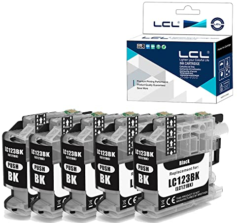 LCL Kompatibel Tintenpatrone LC121 LC123 LC121BK LC123BK (5 Schwarz) Ersatz für Brother MFC-J4410DW J4510DW J4610DW J4710DW J470DW J6920DW J870DW J245 J650DW J6720DW J6520DW DCP-J4110DW J132W J152W
