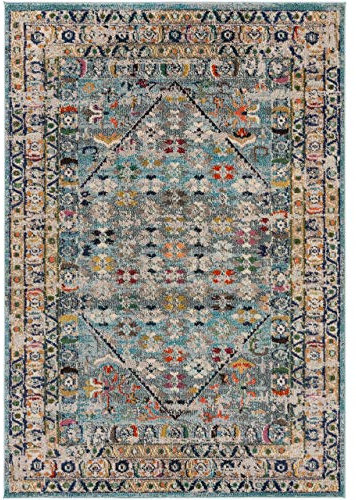 benuta Nest Vintage Teppich Casa - Blau 140x200 cm - Teppich für Wohnzimmer, Schlafzimmer und Flur - Pflegeleicht - Fußbodenheizung Geeignet