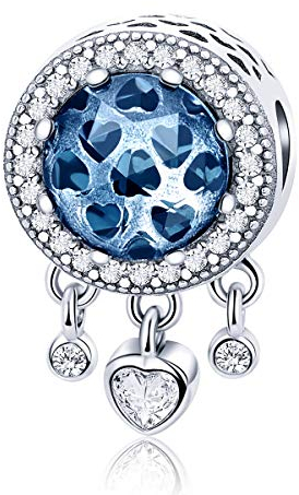 EMEMcharm Bead Silber 925 Traumfänger Charm Herz Muranoglas 5A Zirkonia mit Geschenkbox GM23 (Blau)