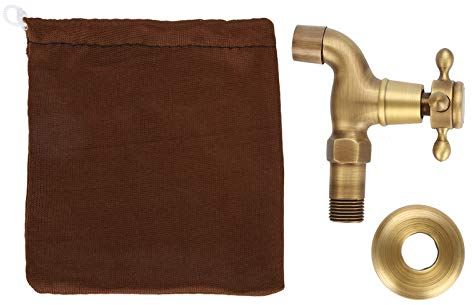 Grifo de latón vintage, Montado en la pared Grifo de latón sólido vintage Cinta de agua fría individual para fregadero de cocina Piscina de fregona(Corto)