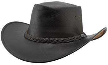 Black Jungle Denver Lederhut Westernhut Vollleder Cowboyhut Australienhut (Braun, XXL)