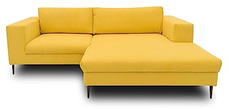 DOMO. collection Ecksofa Modica, Sofa in L-Form, moderne Eckcouch, bodenfreie Couch, Eckgarnitur, Polsterecke 244 x 173 x 83 cm (BxTxH), gelb