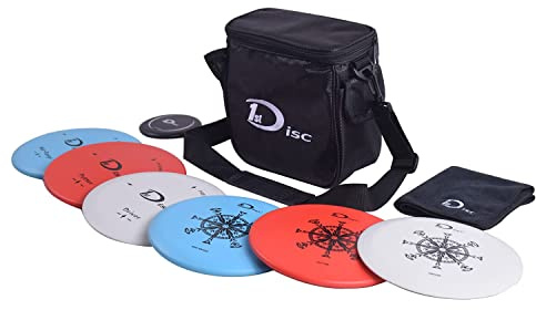 Disc Golf Starter-Set - 2 Stück Putter, 2 Stück Mitteltöner, 2 Stück Driver, 1 Mini Disc, 1 Handtuch mit Tasche.