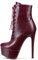 NobleOnly Scarpe col Tacco Donna Plateau Stivali alla Caviglia Cerniera Lacci Polacchine 16CM High Heels Rosso Borgogna Opaco Scarpe EU 37