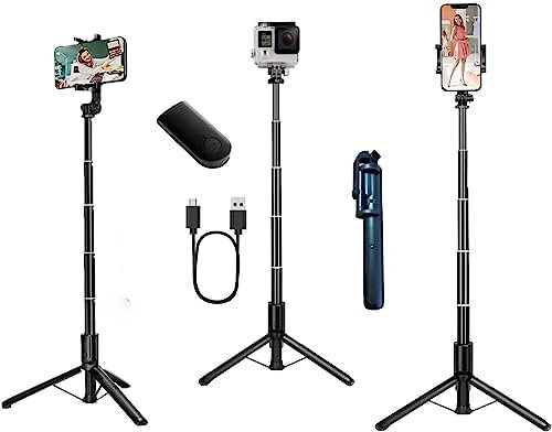 Perche Selfie Trépied ,Trépied Extensible Bluetooth Selfie Stick, 4-en-1, Selfie Stick 32 Pouces avec télécommande sans Fil Compatible avec Les appareils Photo, iPhone Plus, Galaxy,Huawei,Gopro