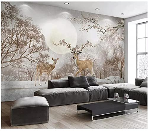 Wandbild 3d fototapete Europa schöne wald hirsch landschaft dekoration wohnzimmer tapete wand 450X300cm