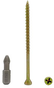 (Pack of 30 pcs) Yellow Zinc Plated Steel 4.2 x 75 mm Wood Screws, Particle Board Screw, Phillips Trim Head, Countersunk Head, Plywood, Chipboard Screws (30, 4.2 x 75 mm)