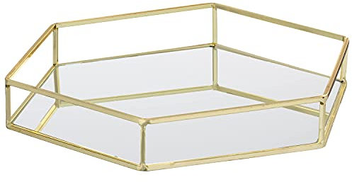 New Contemporary Gold Hexagon Mirror Tray