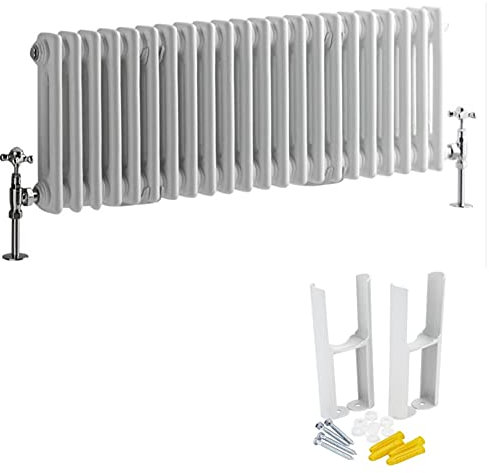 Milano Windsor White Cast Iron Style Horizontal Double Column Radiator Feet - 300mm x 1010mm