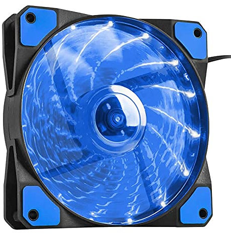 JEDEL 120MM PC Case Cooling Fan 15 LED Silent Padded With 3-Pin Motherboard And 4-Pin Molex Connectors (Blue LED)