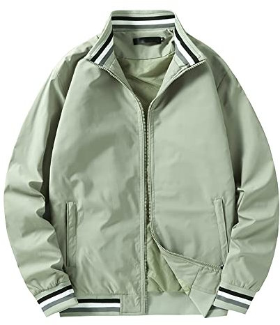 PANBOB Jacke Herren Große Größe Mode Lässig Verdickung Herren Übergangsjacke Bequeme Outdoor Baseball Langarm Einfacher Musterdruck Herren Sportjacke A-Green M