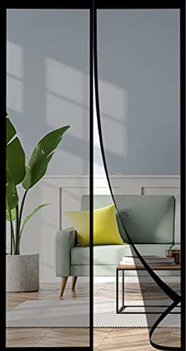 Magnet Fliegengitter Tür,Fliegengitter Tür Insektenschutz Magnet Fliegenvorhang,Kinderleichte Klebemontage Ohne Bohren,Der Magnetvorhang Ist Ideal Für Die Balkontür,Kellertür Und Terrassentür Schwarz