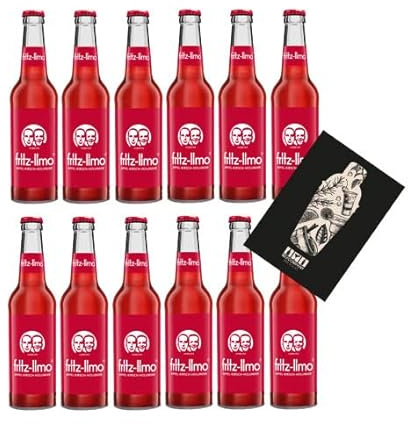 Fritz-Limo Apfel Kirsch Holunder 12er Set Limonade 12x 0,33L inkl. Pfand MEHRWEG mit Mixcompany Grußkarte