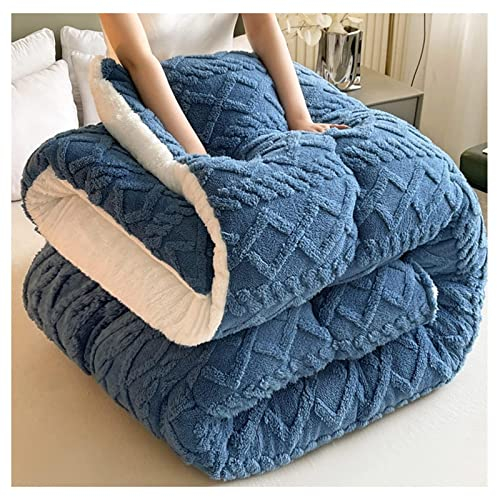 AAADRESSES Winterbettdecke, Flanell Mikrofaser Decke, Flauschige Kaschmir Decken, Dicke Warme Winterdecke, Weiche Warme Bettdecke BettwäSche, Dicke Lammfell Kaschmirdecke,Blau,200×230cm(5kg)
