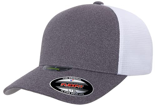 Flexfit Unisex-Erwachsene Unipanel Trucker Cap Baseballkappe, Melange Heather/White, L/XL