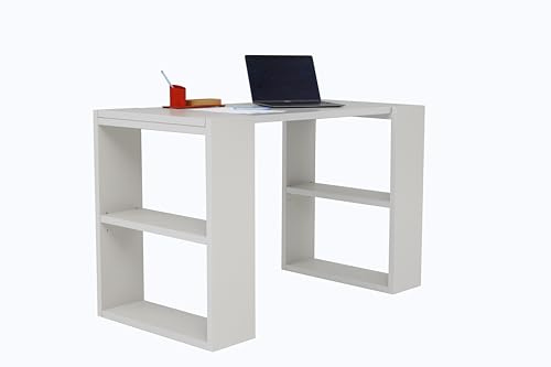furni24 Schreibtisch fürs Arbeitszimmer und Home Office - Bürotisch Regal PC Tisch Schublade Ablage - laminierter Computertisch aus Holz, Arbeitstisch Tisch aus 25 mm Spanplatte (Grau, 120x60x75cm)