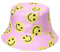 ITRAT Unisex Reversible Sommer Bucket Hat Gedruckt Double Side Wear Baumwolle Sonne Strand Fischer Jagd Wandern Camping Outdoor Reisen Hüte, Rosa Smiley, One size