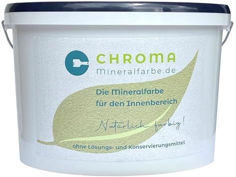 CHROMA Mineralfarbe für den Innenbereich | Langlebige Silikatfarbe | Scheuerbeständig und allergikergeeignet | Wandfarbe gegen Schimmel | Hochdeckend und ergiebig