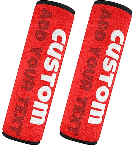 Caihoyu Auto-Sicherheitsgurt-Bezüge, weich, personalisierbar, personalisierbar, Sicherheitsgurt-Schulterpolster, Größe M, Rot, 2 Stück
