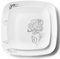 Decorline 32 Assiettes Carré Élégantes en Plastique Solide Dur Réutilisables | Motif Blanches et Fleurs Bordeaux | 2 tailles - assiette plate 25cm & dessert 18cm, 16 pièces chacune | Blanc/Argent