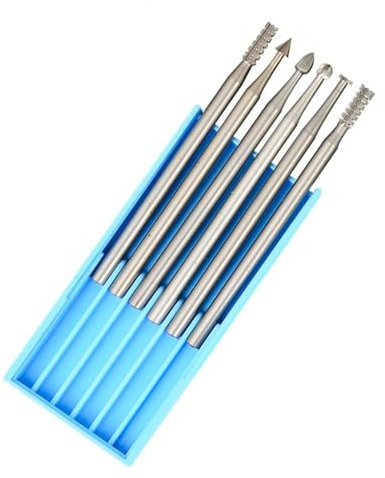 6 Pieces Engraving Bits Set - Tungsten Steel Rotary Cutters for Professional Micro Carving Drilling Woodworking DIY, 2.35 mm Shank - Tiny